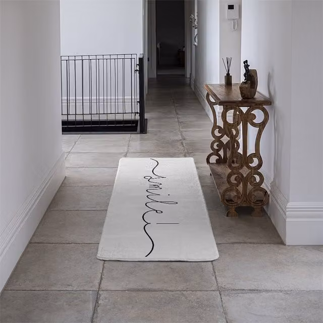 Benjamin Tate Design LTD Smile Designer Runner Rug, White, Non-Slip Polypropylene