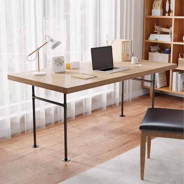 Livingandhome Set of 2 H-Shaped Iron Table Legs, Black, Height: 71 cm
