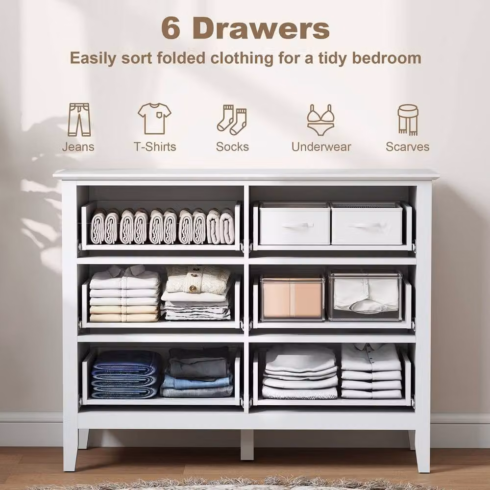 Kelvenix Modern White and Gold 6 Drawer Chest of Drawers – 2