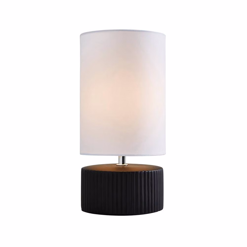 Pagazzi Linden Black Ribbed Ceramic Table Lamp H 29.5 x W 14.5 x D 14.5 cm – 2