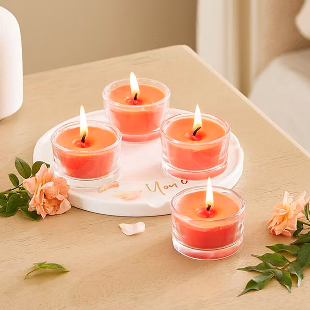 Livingandhome 6 Pack Eco-Friendly Scented Candle Set in Red and Orange