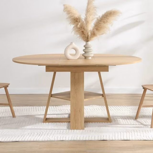 Mona Vale Furniture Extendable Oval Dining Table in Brown Matt MDF Laminate