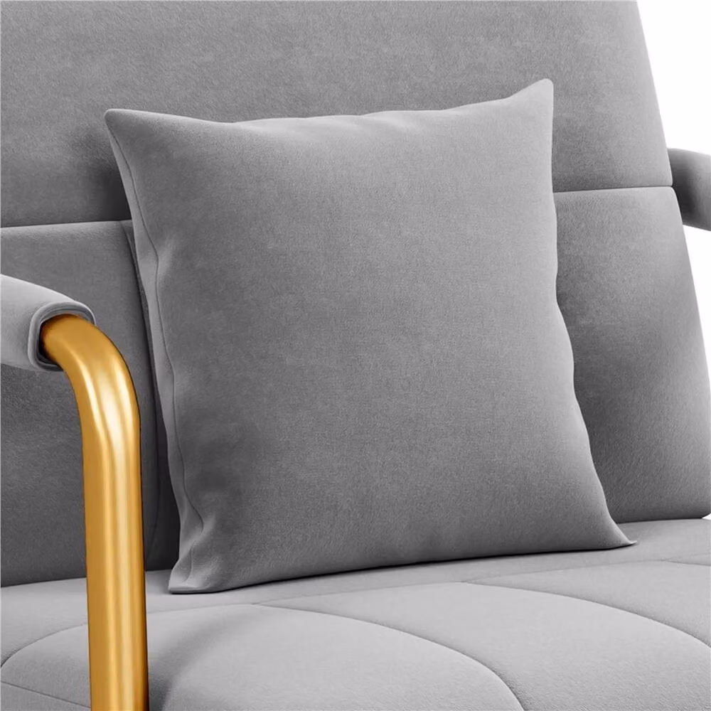 VOGREX Grey Velvet Accent Armchair with Gold Legs – 2