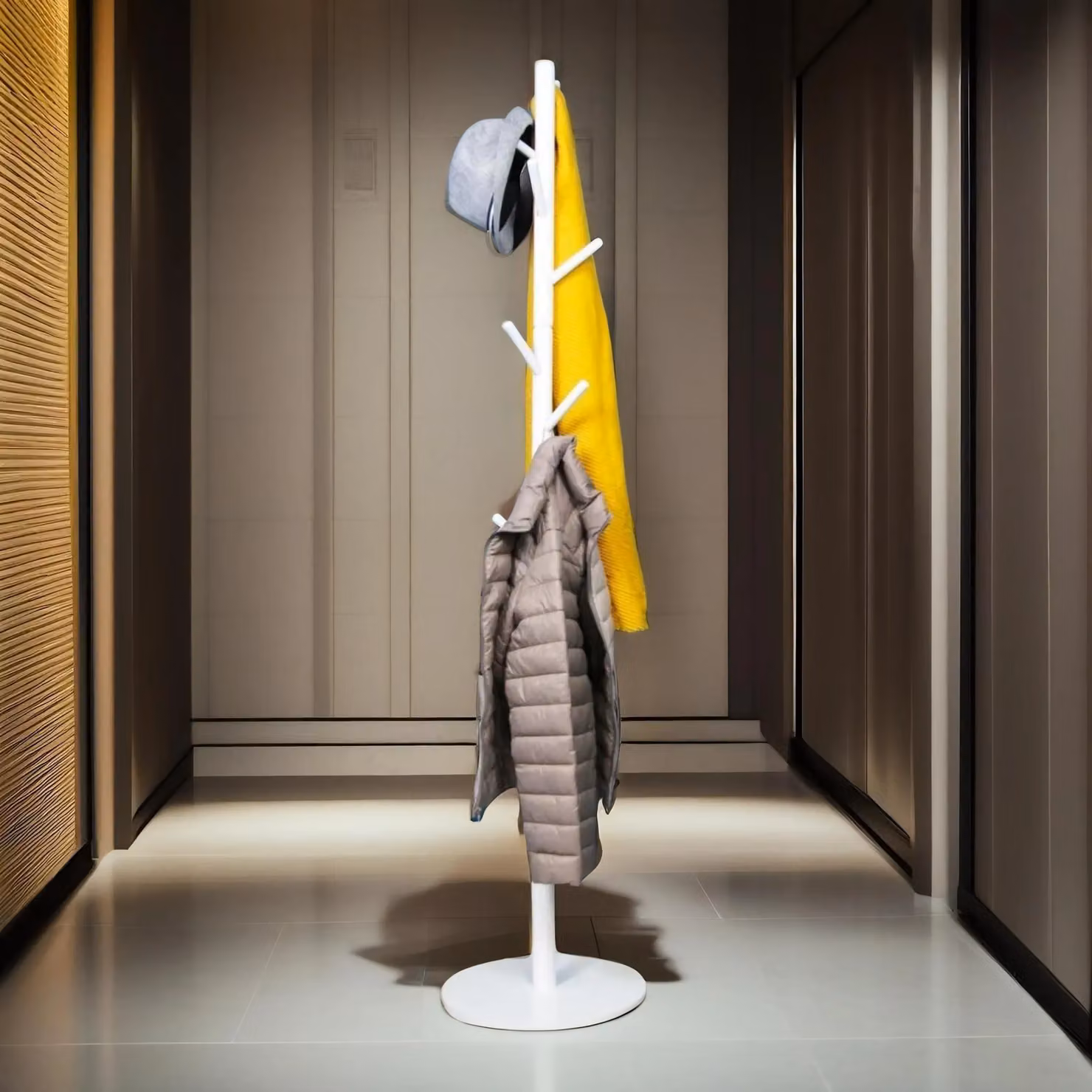 Pirlo Plush White Wooden Adjustable Coat Stand with 8 Hooks – 2