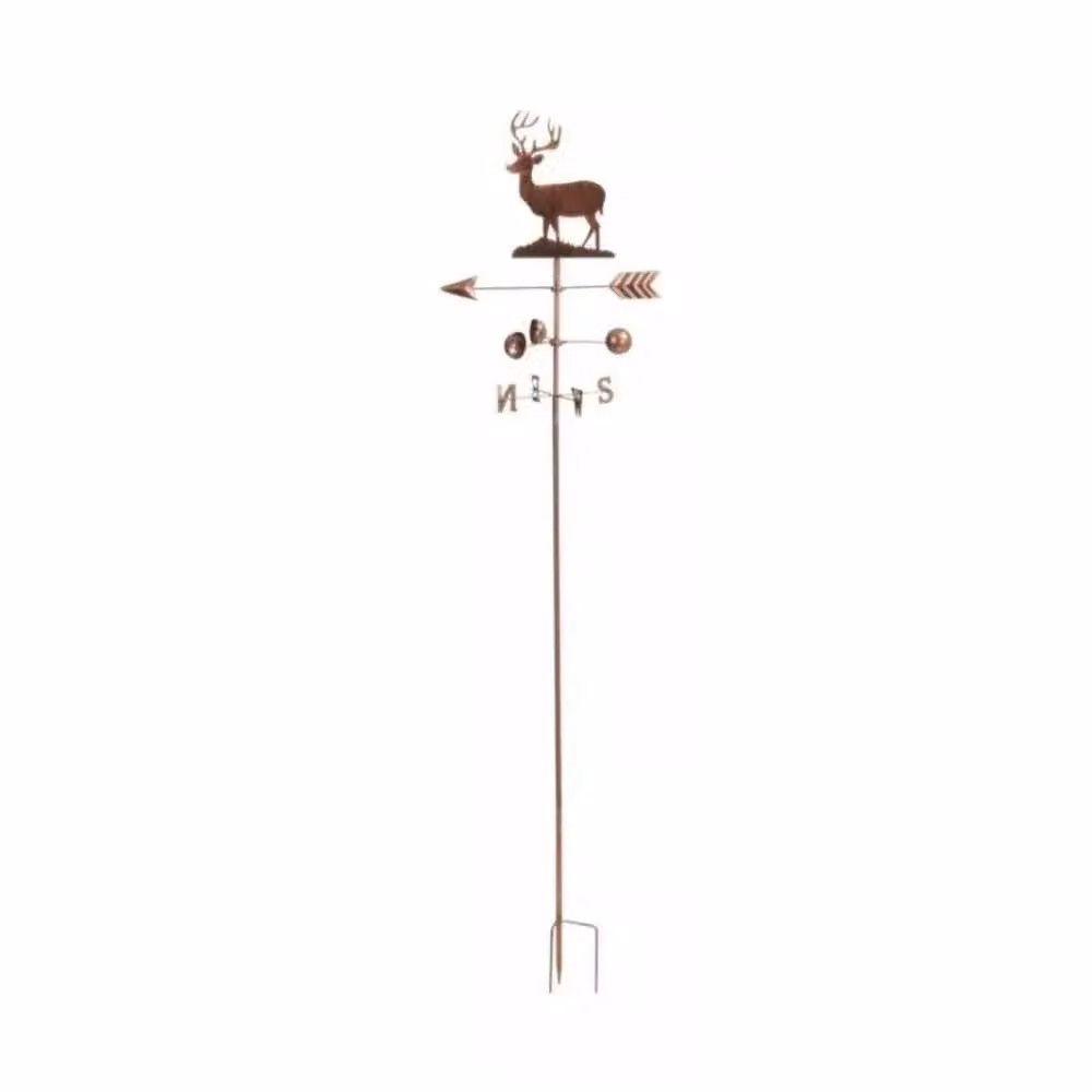 Marco Paul Large Rustic Metal Garden Wind Vane - Stag in Bronze – 2