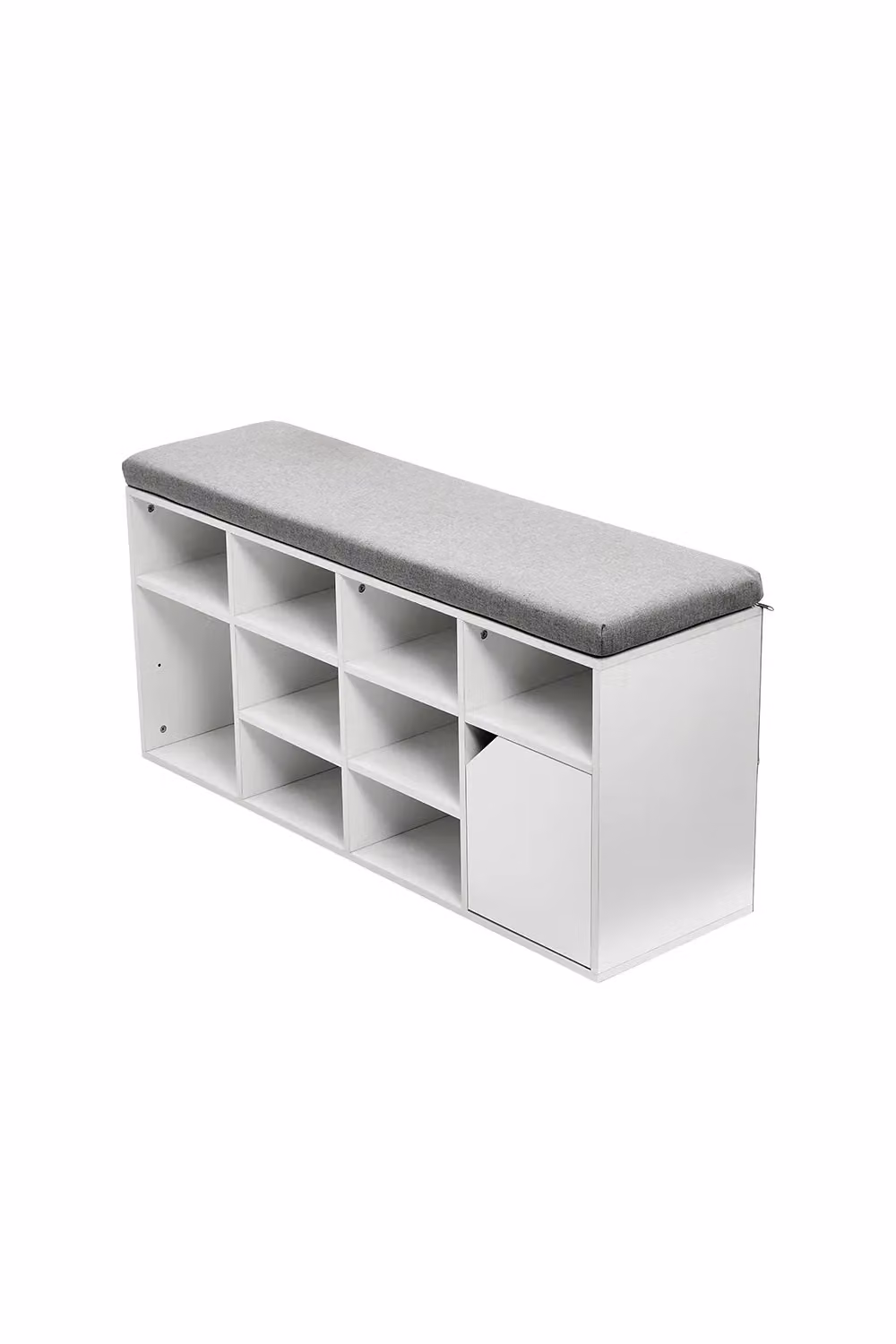 Living and Home White Shoe Changing Bench Storage Cabinet with Fabric Linen Cushion – 2