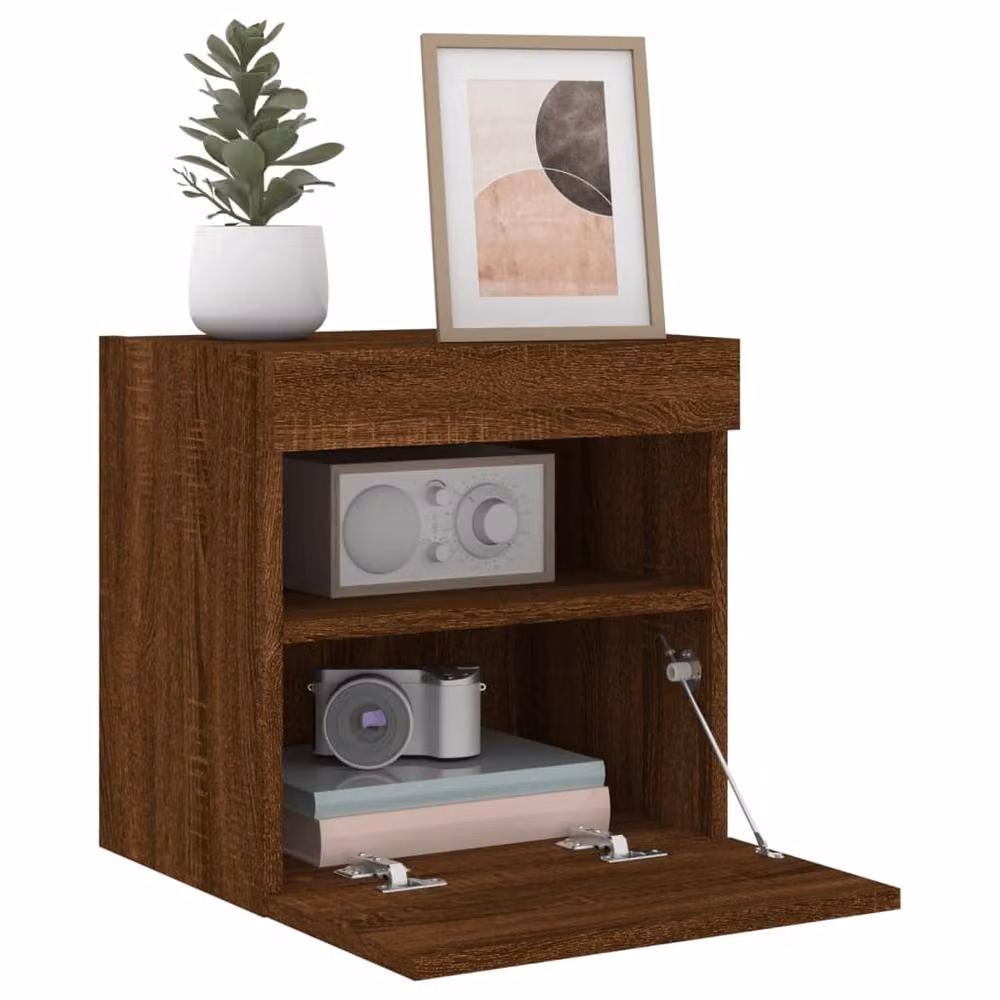 Berkfield Home Modern TV Wall Cabinet with LED Lights in Brown Oak, W/D/H: 40 x 30 x 40 cm – 3