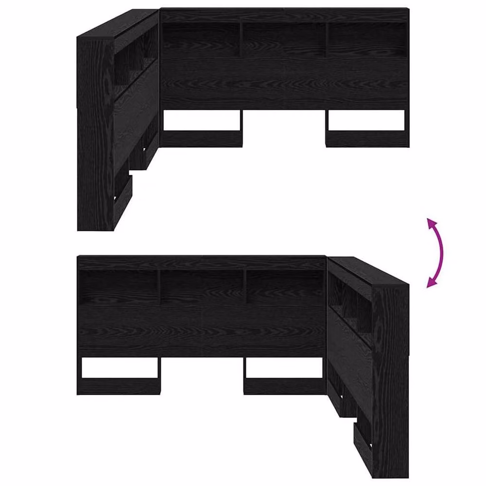 Berkfield Home Storage Headboard with Shelf in Black Oak, 160 cm – 8