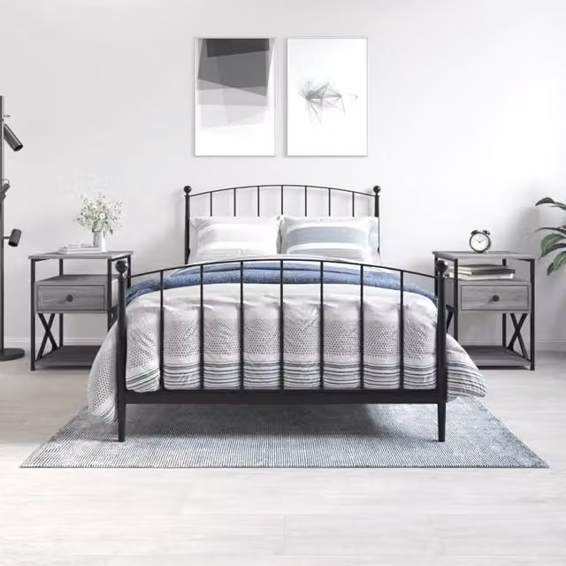 Berkfield Home Set of 2 Grey Sonoma Bedside Cabinets, W/D/H: 40 x 42 x 55 cm
