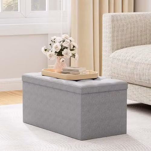 MCC Direct Rectangular Foldable Storage Ottoman Bench in Grey, W/D/H: 76 x 36 x 36 cm – 2