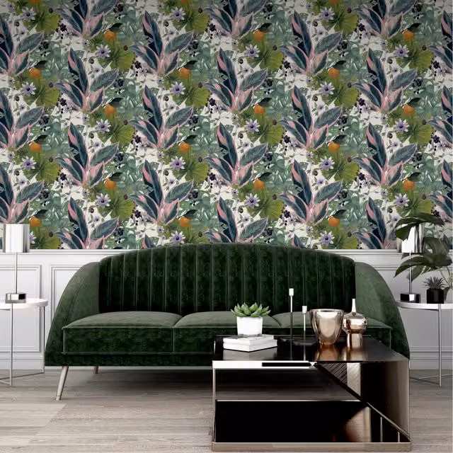 Arthouse Passion Flower Bold Large Scale Exotic Foliage Botanical Floral Wallpaper in Multicolour