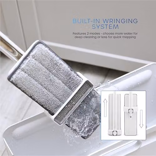 Swan Elevate Self-Wringing Flat Mop and Space Saving Folding Bucket Set with Microfibre Pad, White SWFC2012WHTN – 3