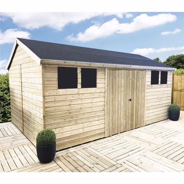 Marlborough Reverse Premier Pressure Treated Apex Workshop in Natural Wood