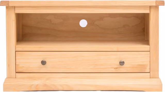 Cabinet Bits Lucca Waxed Pine 1 Drawer TV Cabinet in Light Brown with Brass Knob – 1