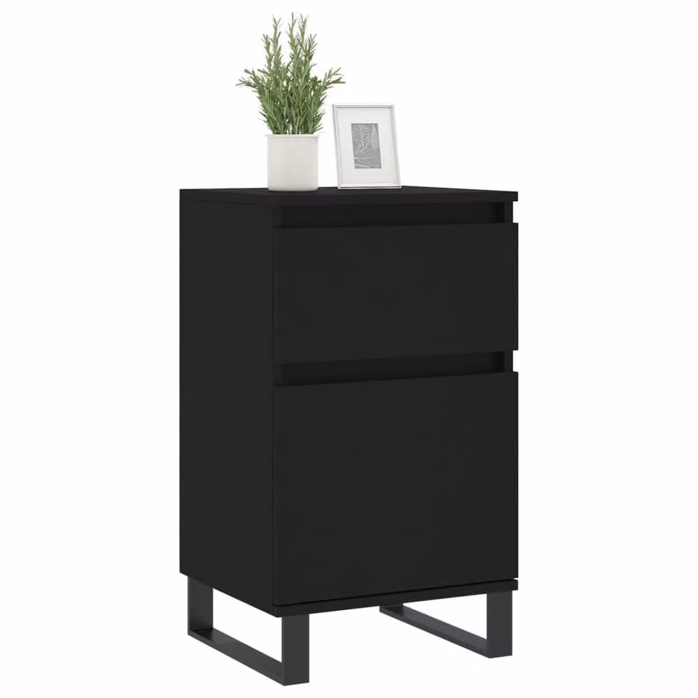 Berkfield Home Set of 2 Black Classic Sideboards in Engineered Wood W/D/H: 40 x 35 x 70 cm – 2