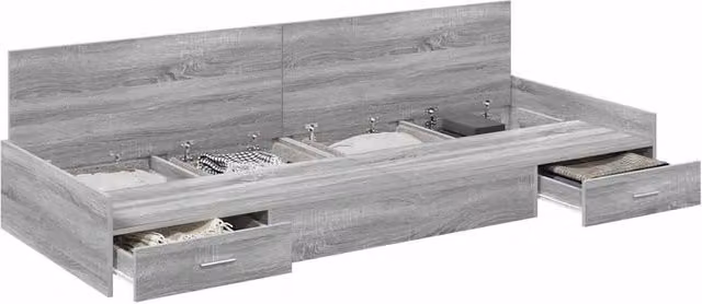 Berkfield Home Modern Storage Bed Frame in Grey Sonoma, W/D/H: 80 x 200 x 81.5 cm – 1