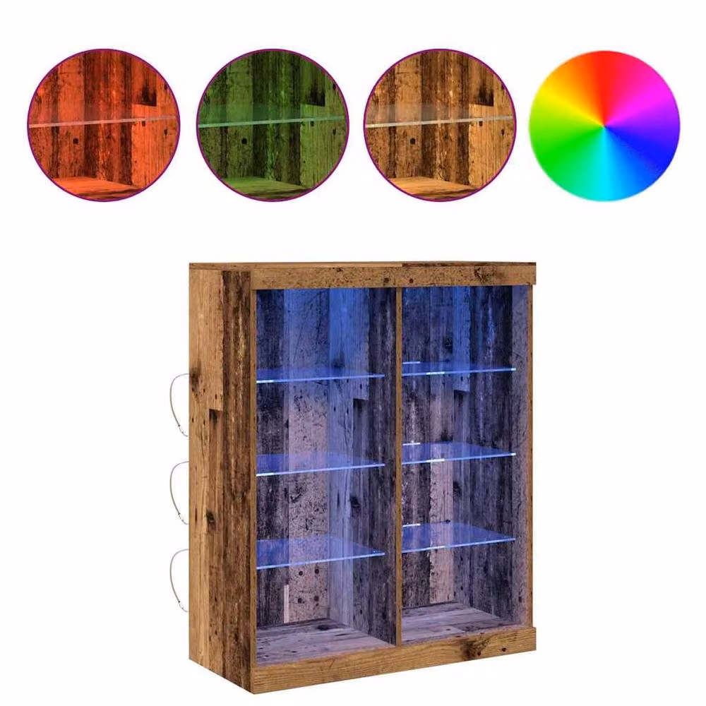 Berkfield Home Rustic Wood Sideboard with Integrated LED Lights in Brown, W/D/H: 41 x 37 x 100 cm – 3