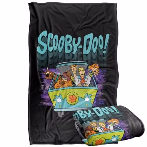 LOGOVISION Scooby Doo Frightened Driving Super Soft Fleece Throw Blanket, Multicolour, W: 91.44 cm x D: 91.44 cm x H: 147 cm