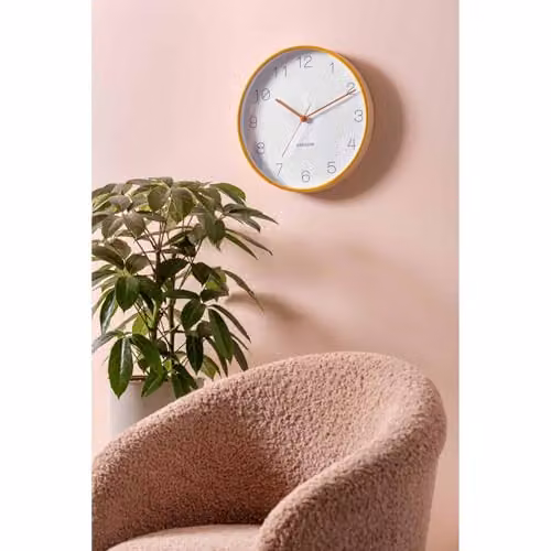 Karlsson Joy Round Wood Wall Clock with Yellow Accents, Diameter: 40 cm – 2