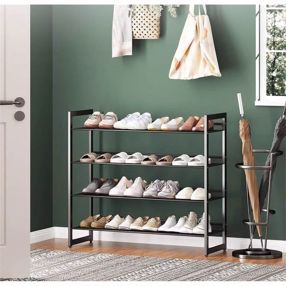 Nordara 4 Tier Stackable Metal Shoe Rack in Black, Width: 60 cm – 3