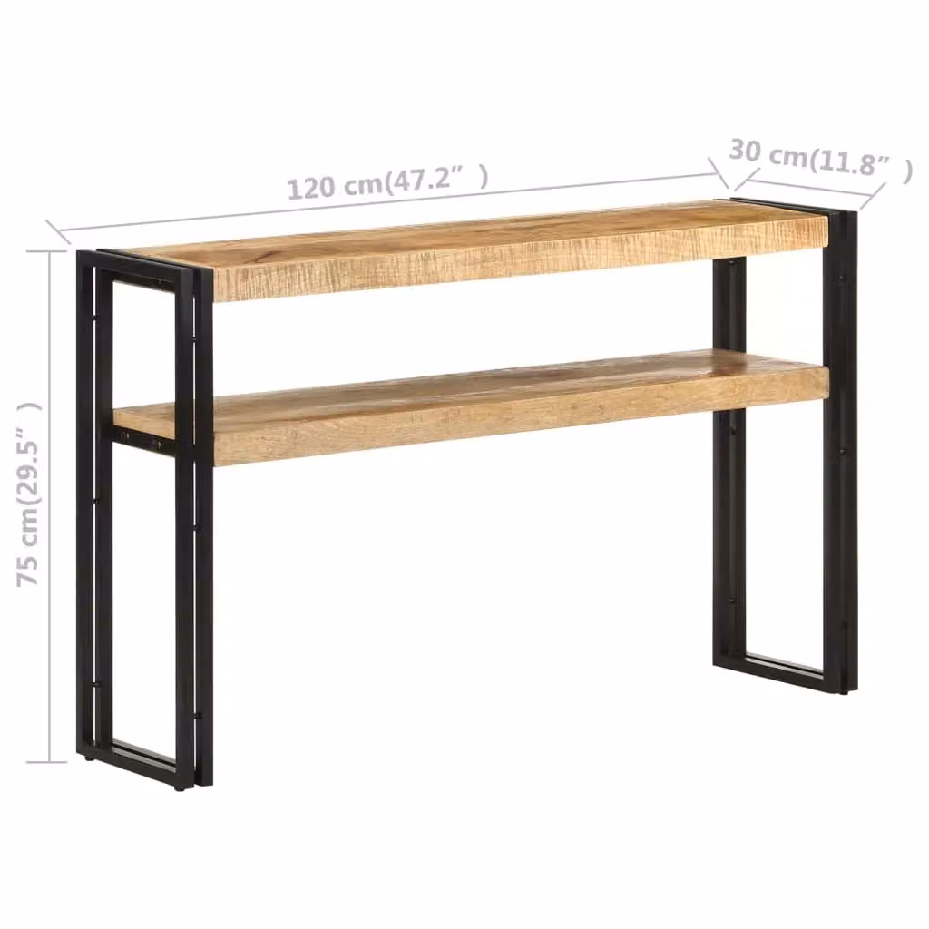 Berkfield Home Industrial Mango Wood Console Table, Brown, W/D/H: 120 x 30 x 75 cm – 3