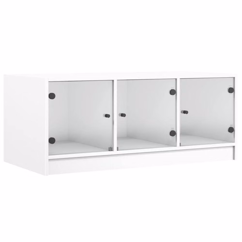 Berkfield Home Modern White Coffee Table with Glass Doors W/D/H: 102 x 50 x 42 cm – 2