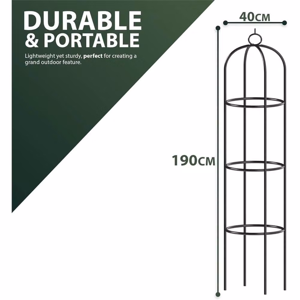 SPETLEK Green Steel Garden Obelisk Climbing Plant Support, H 190 cm x W 40 cm x D 40 cm – 2