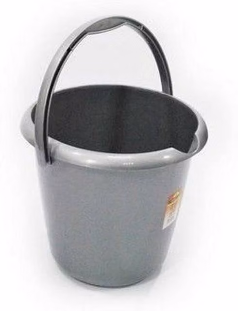 TML 13L Durable Plastic Household Bucket with Pouring Lip in Silver/Grey – 1