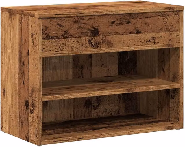 Berkfield Home Rustic Brown Shoe Bench, W/D/H: 60 x 30 x 45 cm