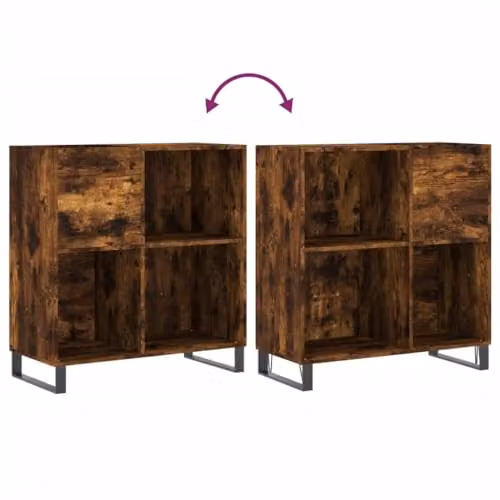 vidaXL Record Cabinet in Brown Oak and Metal, W/D/H: 89 x 38 x 84.5 cm – 4