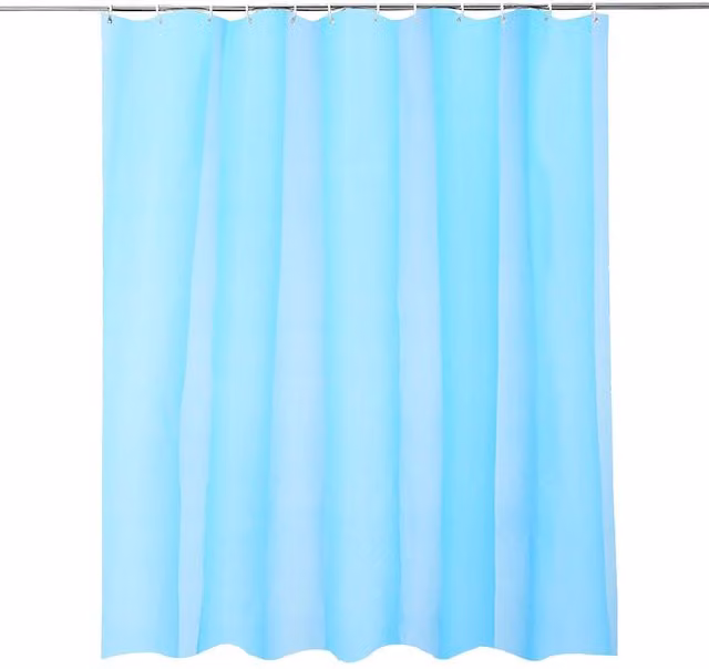Neel Blue PEVA Shower Curtain in Blue with 12 Hooks, Waterproof and Mould Resistant, W/D/H: 180 x 180 x 0 cm – 1