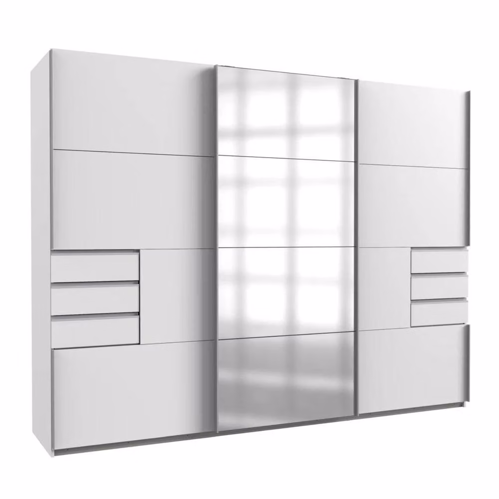 KDMD Saigon 270cm Mirrored Sliding Wardrobe in White – 2