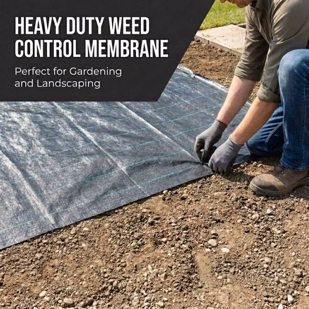 Keplin Heavy Duty Weed Control Membrane Fabric, Black, W: 200 cm, L: 200 cm – 5