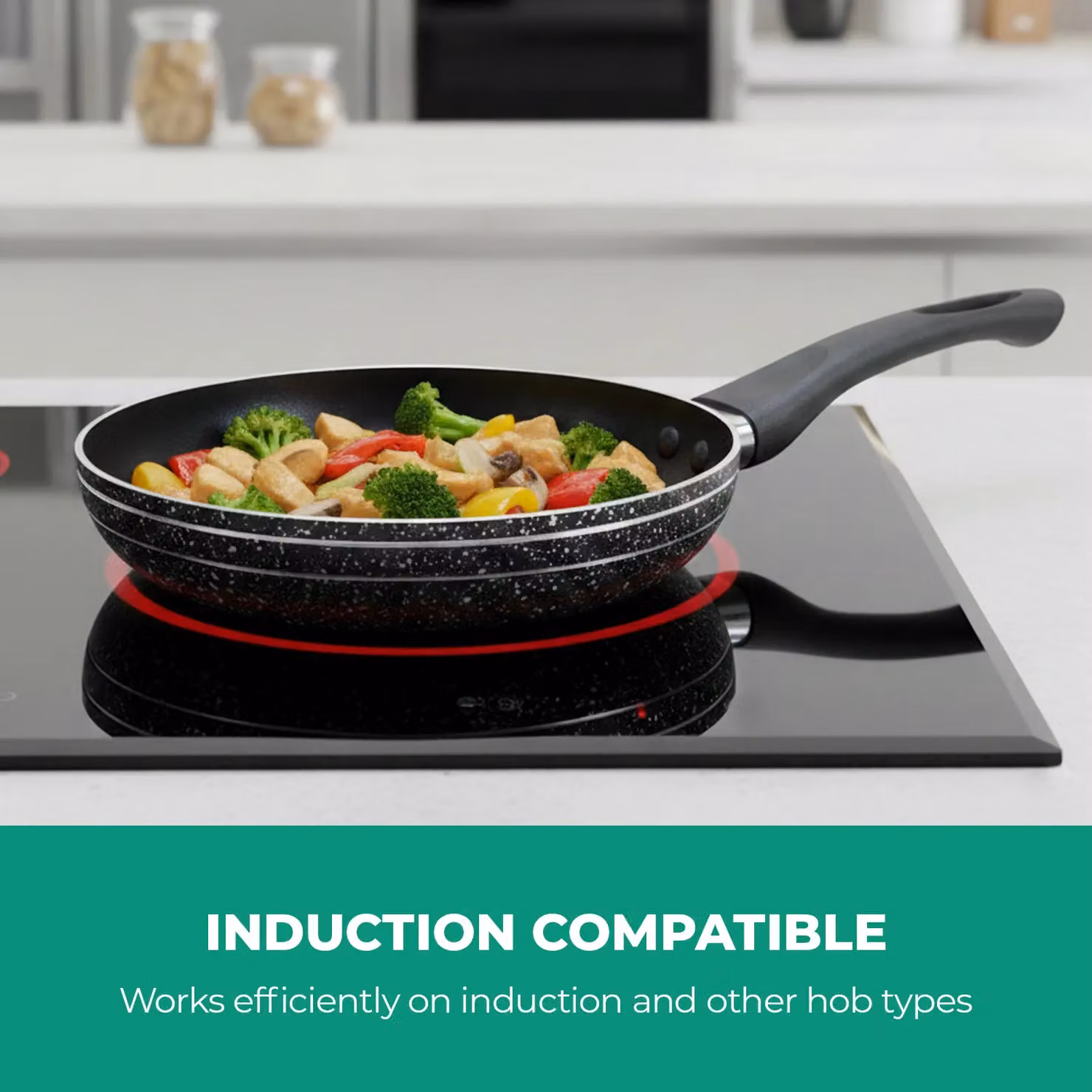 Royalford Non-Stick Aluminium Frying Pan, Black, 32 cm – 5