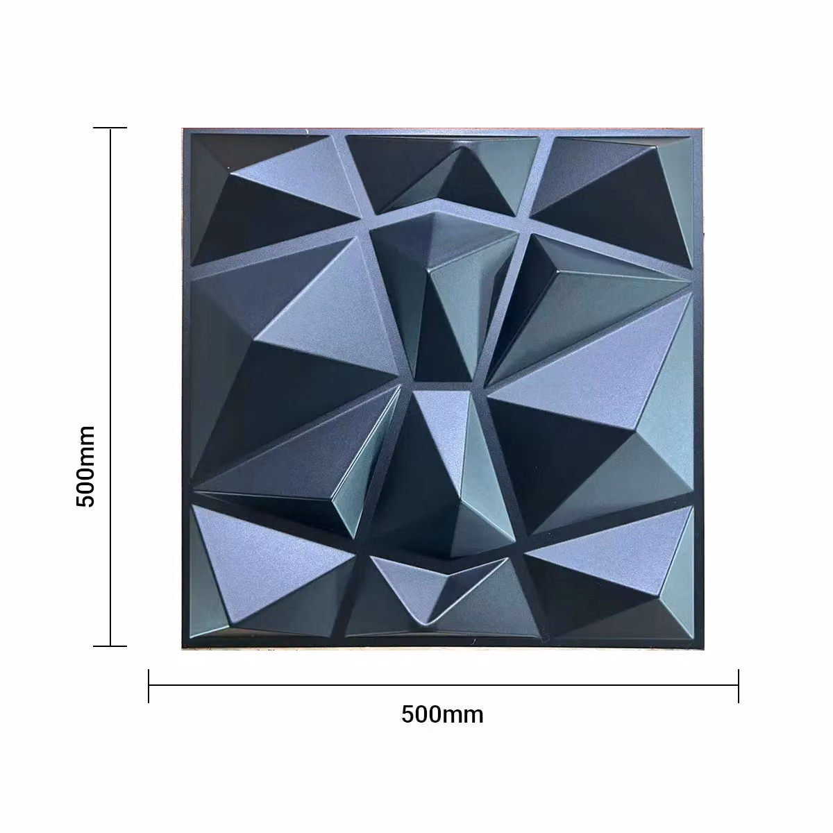 ENER-J 3D PVC Wall Panel with Faceted Diamond Design in Black, Pack of 4, W: 50 x 50 cm, D: 0.1 cm – 4