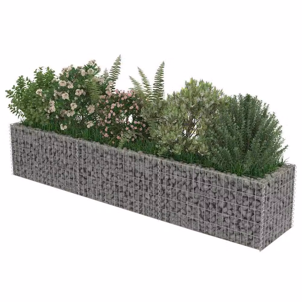 Berkfield Home Silver Galvanised Steel Wire Mesh Gabion Raised Bed, W: 270 cm, D: 50 cm, H: 50 cm – 3