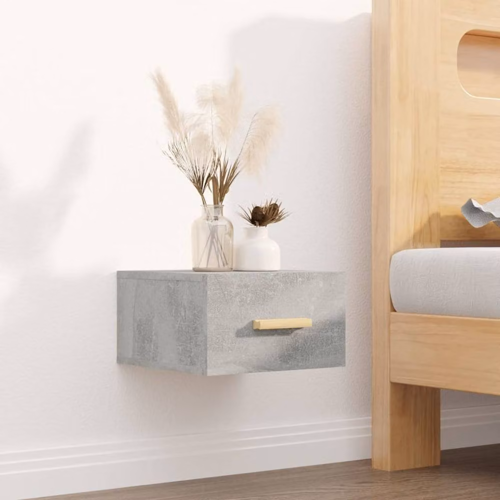 Berkfield Home Wall-mounted Bedside Cabinet in Concrete Grey, W/D/H: 35 x 35 x 20 cm – 2