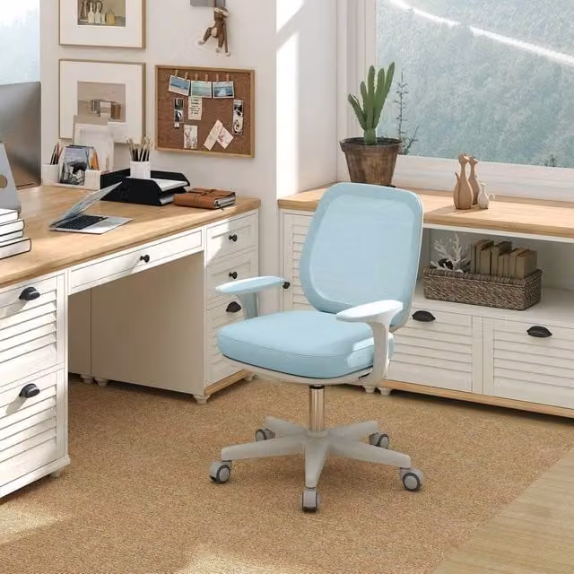 SPETLEK Modern Fabric Office Chair in Light Green with 360 Degree Swivel and Castors