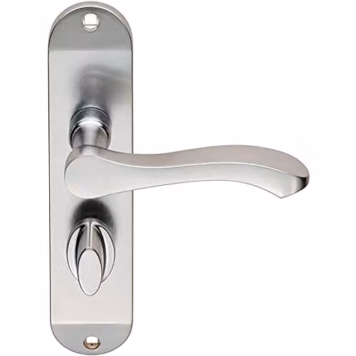 Loops Pair Scroll Lever Door Handle on Bathroom Backplate, Chrome, W: 18 cm, H: 4 cm