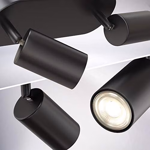 B.K.Licht Modern Black Metal Ceiling and Wall Spotlight, Adjustable Round GU10 Lamp, W/D/H: 9 x 9 x 9 cm – 3