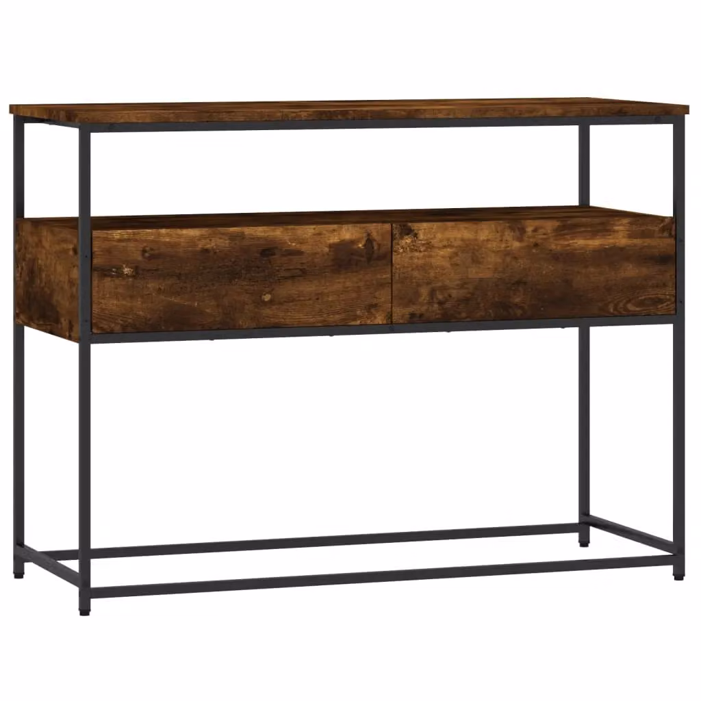 Berkfield Home Smoked Oak Console Table in Brown, W/D/H: 100 x 40 x 75 cm – 2