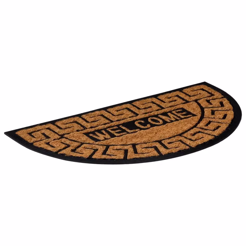 Berkfield Home Semicircular Half Round Door Mat in Brown, Rubber and Coir, W: 75 cm, D: 45 cm – 2