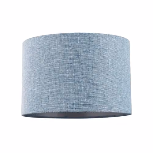 Happy Homewares Blue Linen Fabric Drum Lampshade with Metal Frame, Diameter: 30 cm – 1