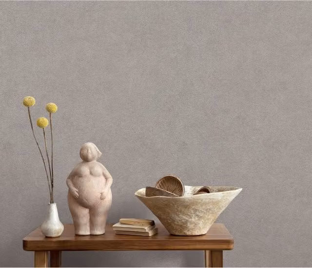 Elle Decoration Velvet Mist Pre-pasted Embossed Vinyl Wallpaper in Blue, Beige and Grey