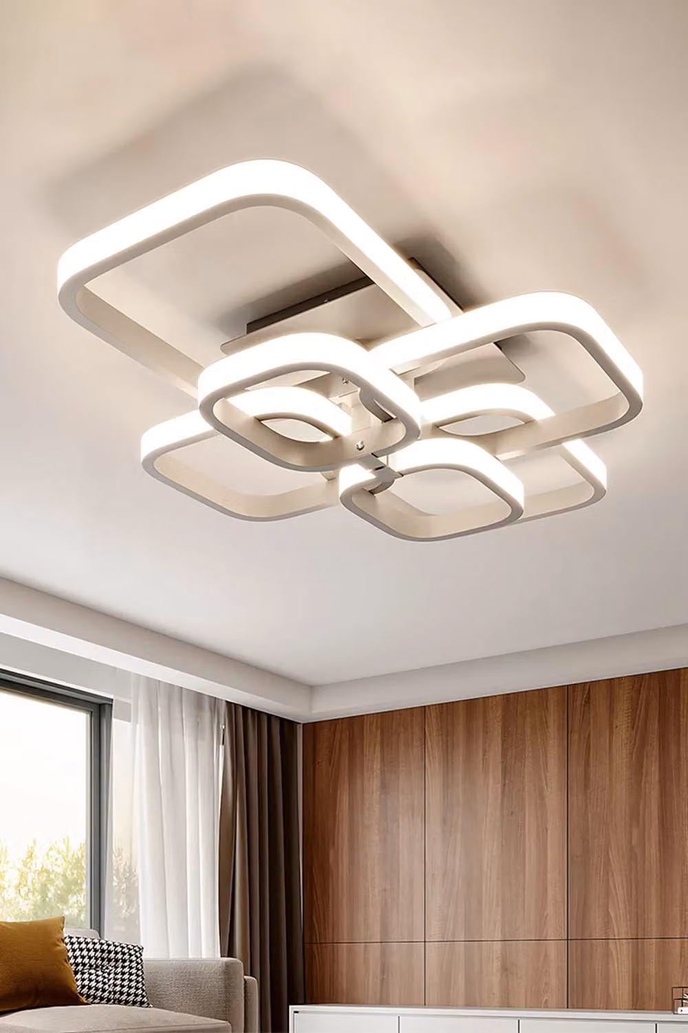 Living and Home Contemporary LED Semi Flush Ceiling Light in White – 2
