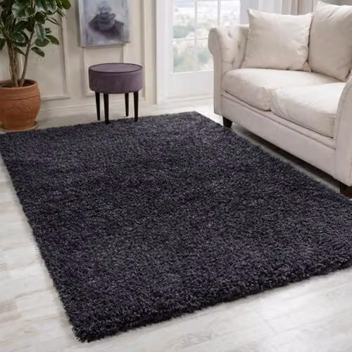 Serdim Rugs Oxford Plain Shaggy Living Room Area Rug, Anthracite, W: 200 cm, L: 290 cm – 1