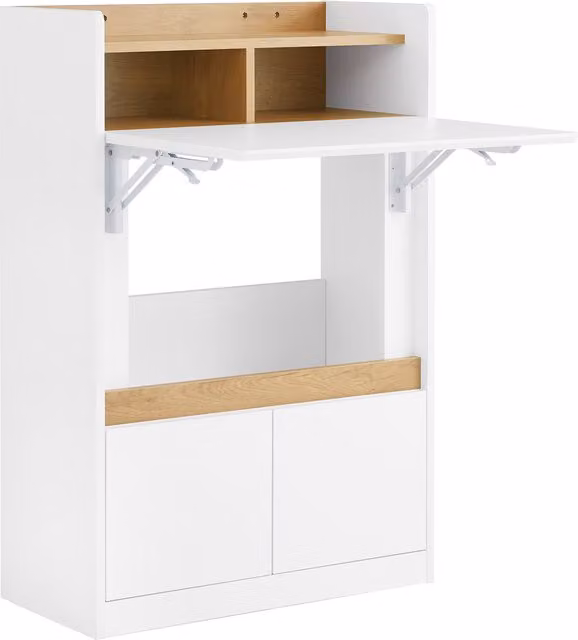 SoBuy White Folding Writing Desk with 2 Doors and 2 Shelves