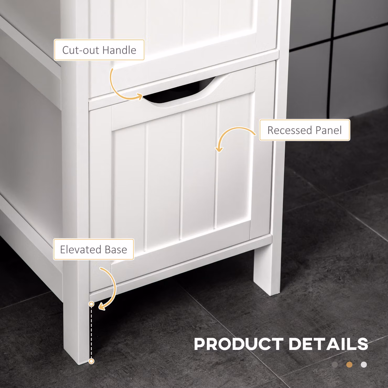 HOMCOM Narrow White Floor Cabinet with 3 Drawers and 2 Open Shelves, W: 30 cm, D: 30 cm, H: 141.6 cm – 4