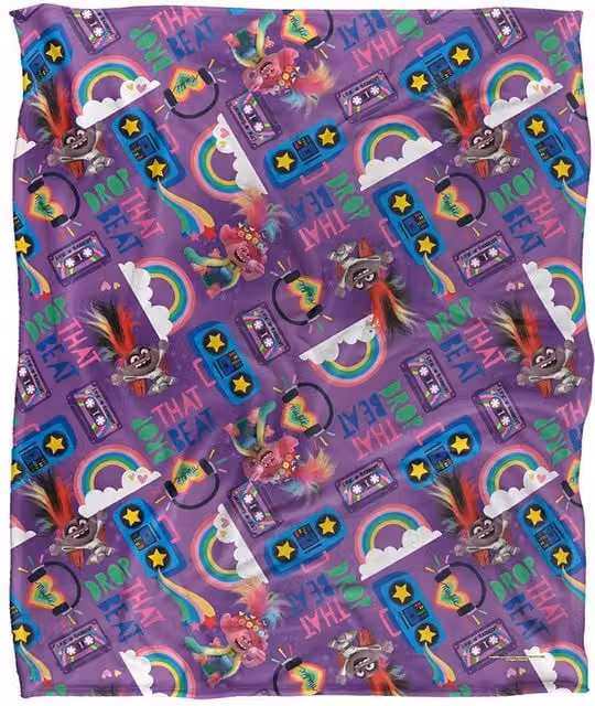 DreamWorks Trolls Fluffy Fleece Throw Blanket, Multicolour, W: 152 cm, D: 127 cm – 1