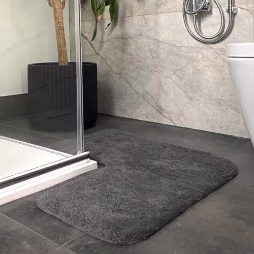 Allure Bath Fashions Rectangular Cotton Bath Mat in Grey Anthracite, W/D/H: 70 x 35 x 0.3 cm – 2